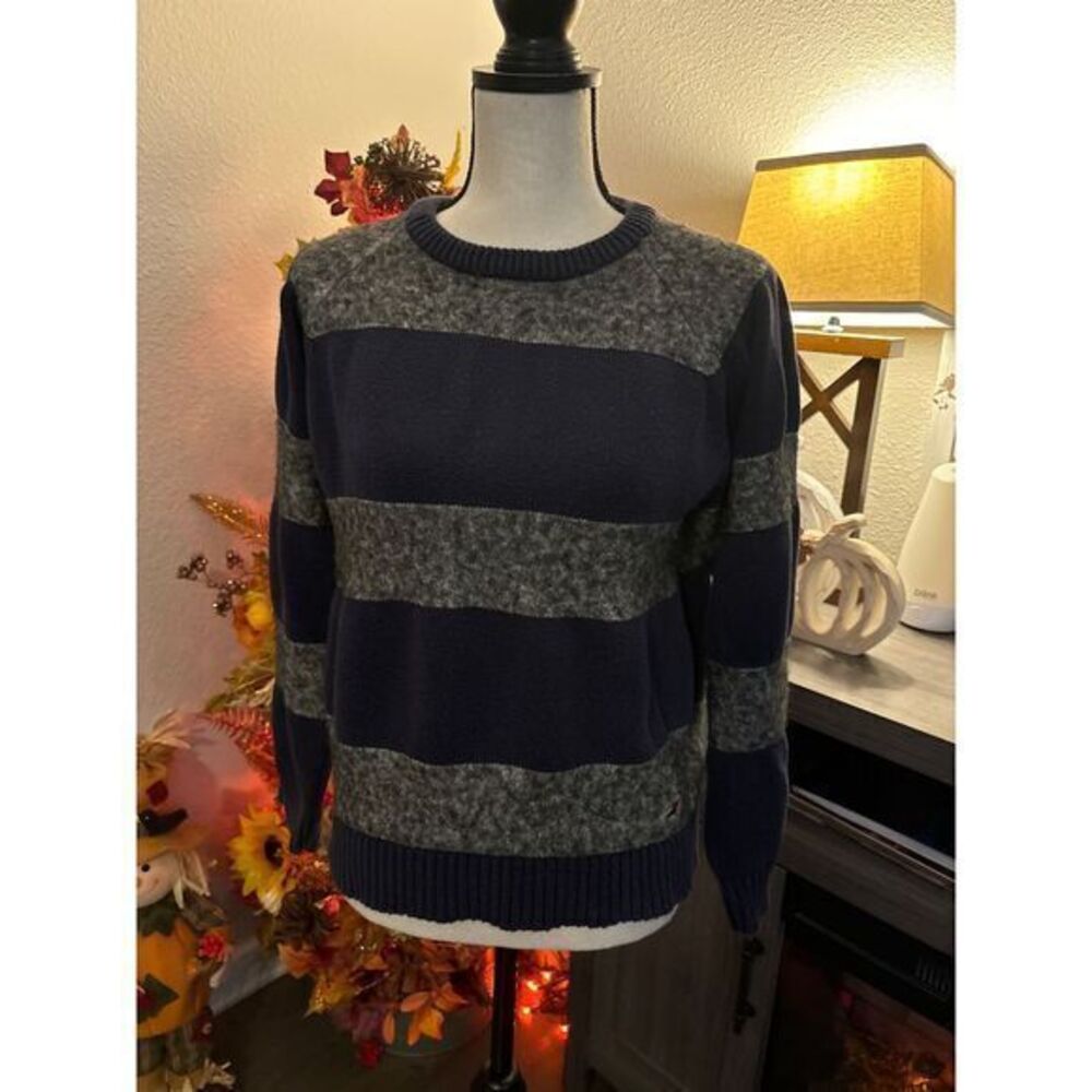 Tommy Hilfiger sweater women's XL blue gray cotton wool blend‎